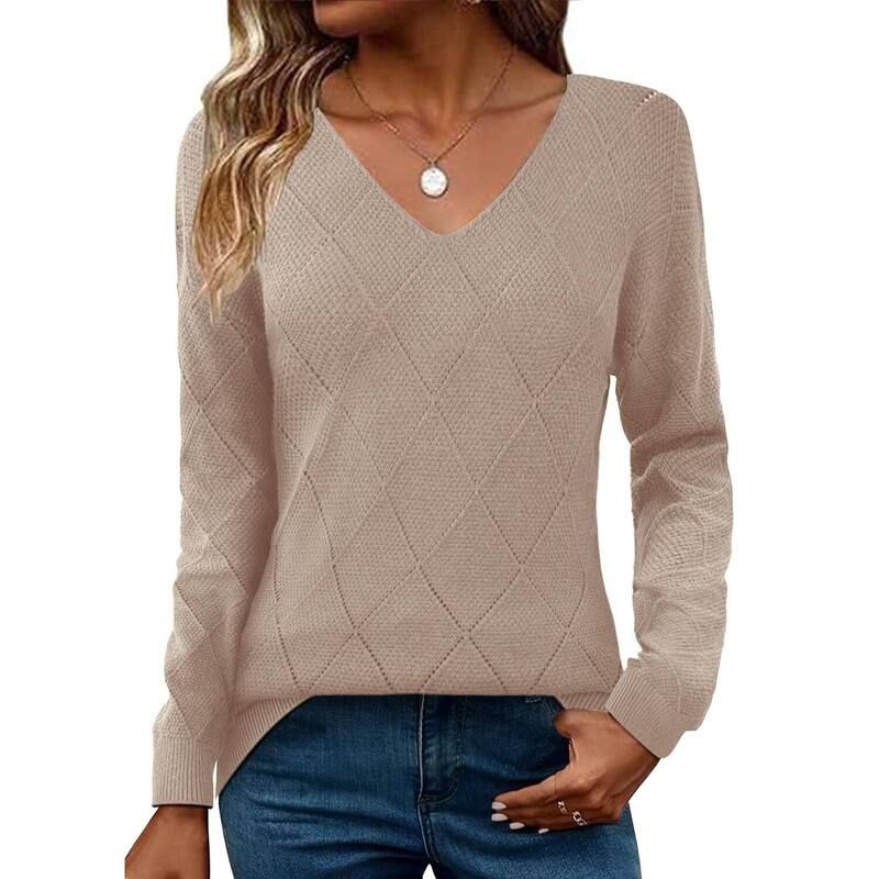 ジーグー レディース アウター ニット・セーター Vネック Zeagoo Womens Long Sleeve V Necknit Pullover Lightweight Crochet Casua