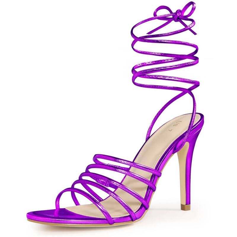 アレグラ ケー レディース シューズ パンプス サンダル トール レース ヒール ALLEGRA K Womens Lace Up Strappy Slingback Stiletto Higheel