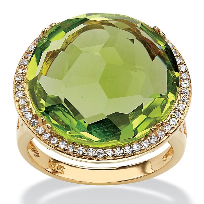 パームビーチジュエリー レディース アクセサリー リング PalmBeach Jewelry 27 TCW CheckerboardCut Green Glass and CZ GoldPlated