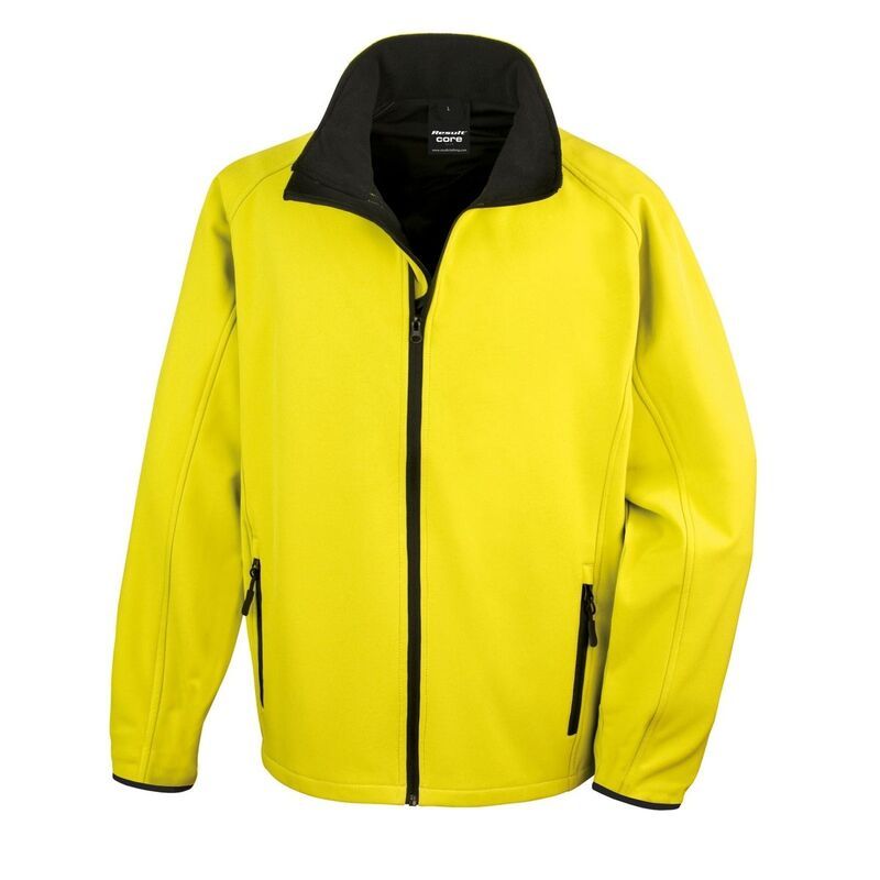 リザルト レディース アウター ジャケット・ブルゾン プリント Result Core Mens Printable Soft Shell Jacket Yellow And Black ブラック