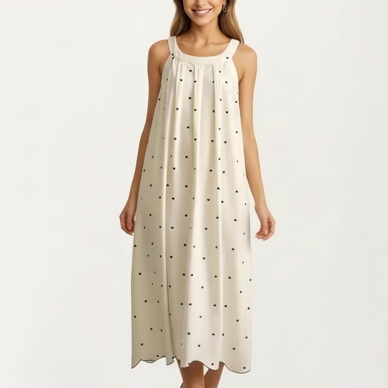 アンナカシ レディース アンダーウェア ナイトウェア プリント ミディ ノースリーブ AnnaKaci Sleeveless Pajama Dress with Scoop Neck Loose Fi 13,244円
