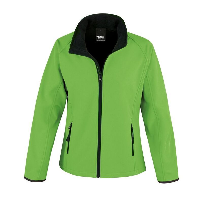 リザルト レディース アウター ジャケット・ブルゾン プリント Result Core WomensLadies Printable Soft Shell Jacket Vivid Green And