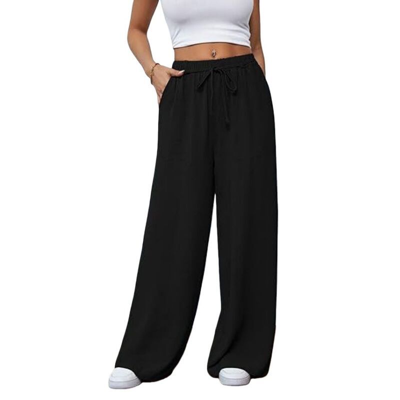 イエスファッション レディース ボトムス カジュアルパンツ ワイドレッグ Yesfashion Womens Wide Leg Lounge Pant Lightweight High Waisted