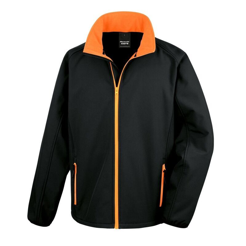 リザルト レディース アウター ジャケット・ブルゾン プリント Result Core Mens Printable Soft Shell Jacket Black And Orange ブラック