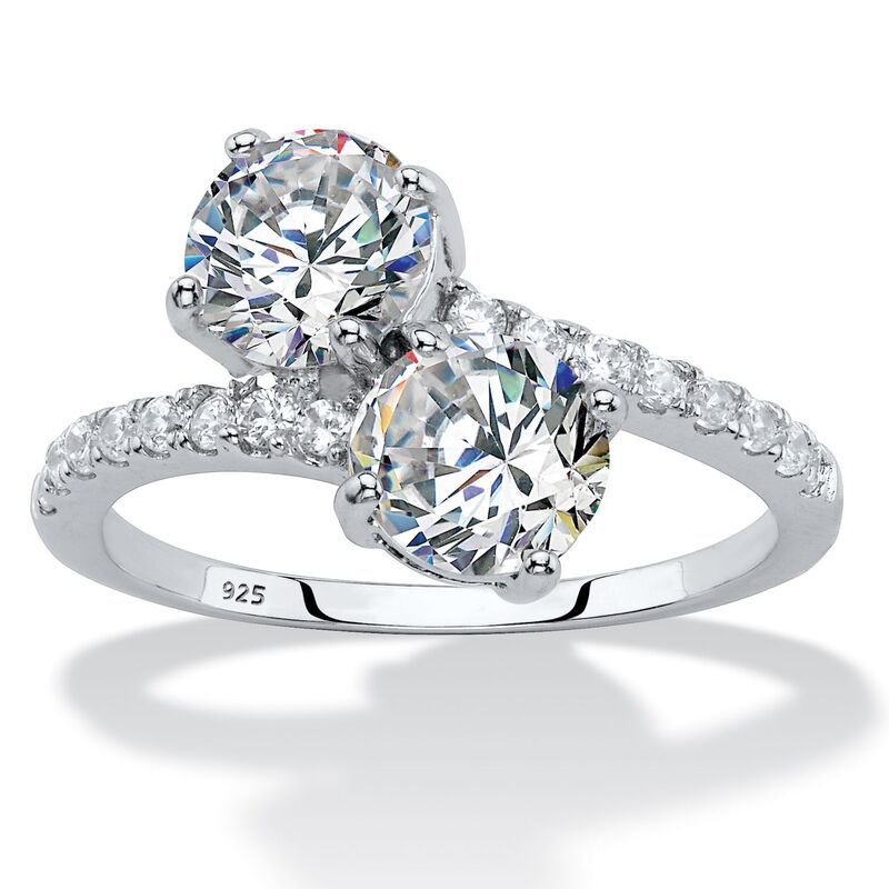 パームビーチジュエリー レディース アクセサリー リング PalmBeach Jewelry 274 Cttw925 Sterling Silveround Cubic Zirconia 2Stone