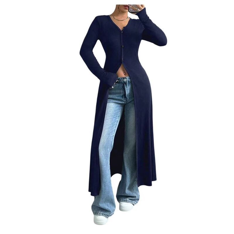 クリアフラワー レディース アウター ニット・セーター Vネック ボタンダウン リブ カーディガン ダウン ClearFlower Womens Long Cardigan V Neck Button