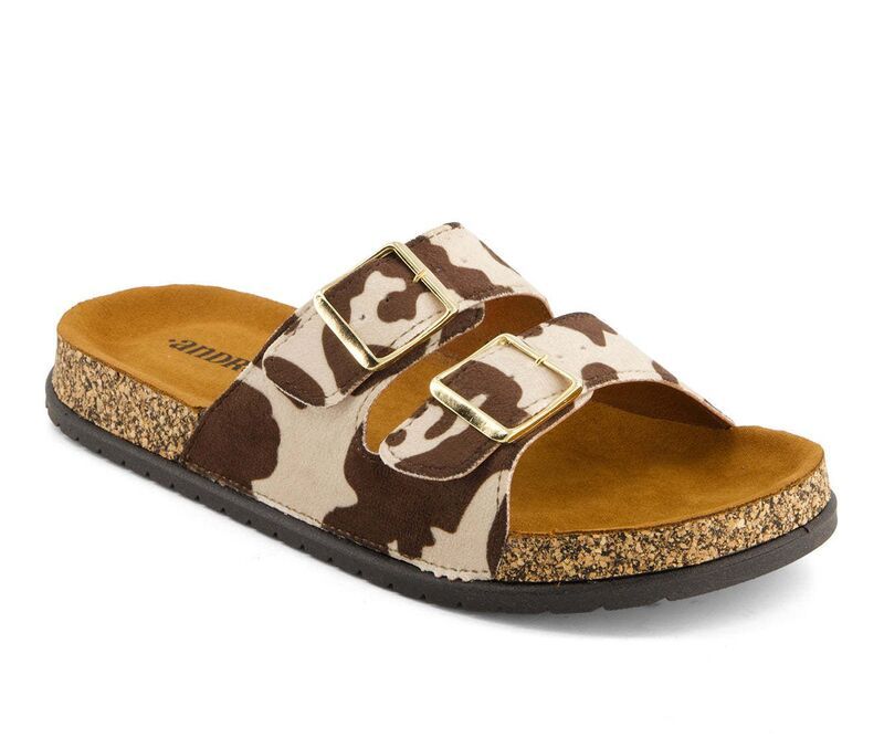 アンドレア レディース シューズ サンダル プリント Andrea Womens Cowhide Print Footbed Sandals 36880 Brown ブラウン