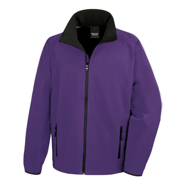 リザルト レディース アウター ジャケット・ブルゾン プリント Result Core Mens Printable Soft Shell Jacket Purple And Black ブラック