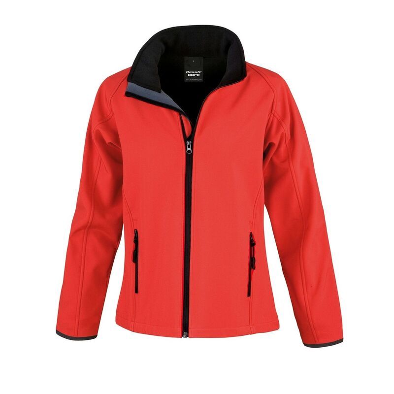 リザルト レディース アウター ジャケット・ブルゾン プリント Result Core WomensLadies Printable Soft Shell Jacket Red And Black ブ
