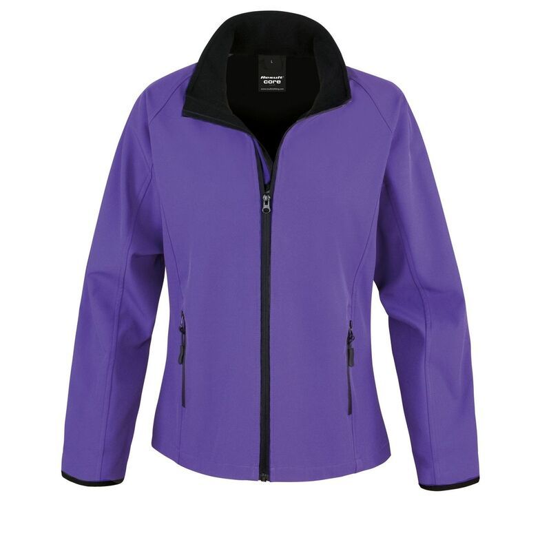 リザルト レディース アウター ジャケット・ブルゾン プリント Result Core WomensLadies Printable Soft Shell Jacket Purple And Blac