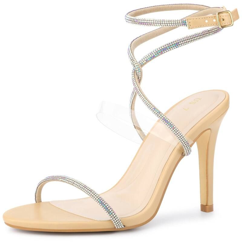 ブリスフルステップ レディース シューズ パンプス サンダル ヒール BLISSFUL STEP Rhinestones Crisscross Heel Stiletto Heel Sandals f