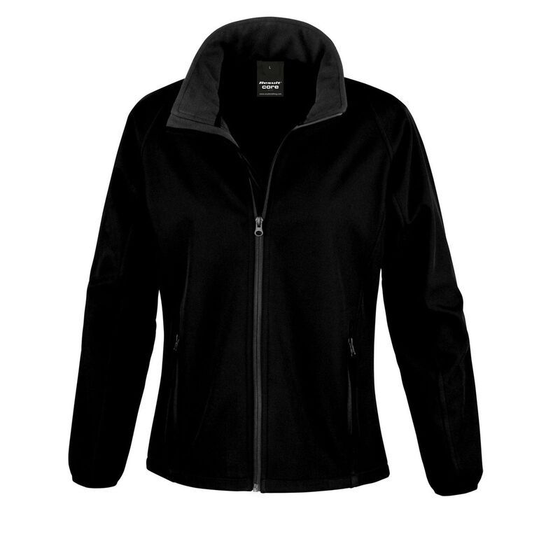 リザルト レディース アウター ジャケット・ブルゾン プリント Result Core WomensLadies Printable Soft Shell Jacket Black And Black