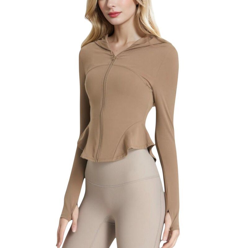 アンナカシ レディース アウター ジャケット・ブルゾン AnnaKaci Womens Peplum Hem Active ZipUp Jacket withood and Thumb Holes K