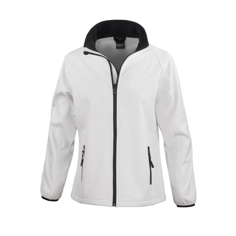リザルト レディース アウター ジャケット・ブルゾン プリント Result Core WomensLadies Printable Soft Shell Jacket White And Black