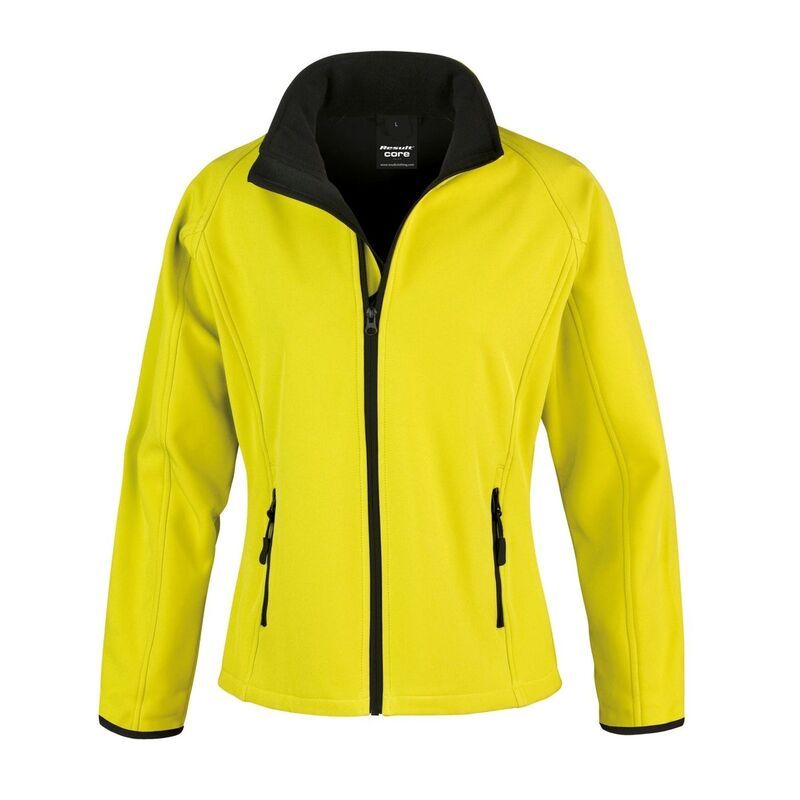 リザルト レディース アウター ジャケット・ブルゾン プリント Result Core WomensLadies Printable Soft Shell Jacket Yellow And Blac