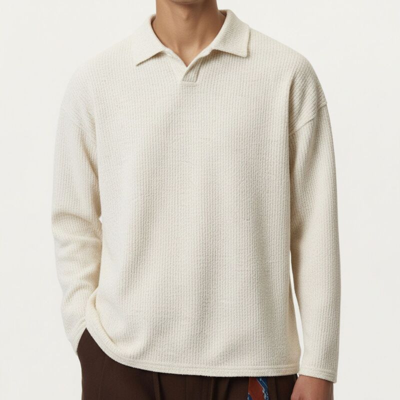 アンナカシ レディース アウター ニット・セーター リラックスフィット リブ AnnaKaci Mens Ribbed Long Sleeve Collared Pullover Top with R