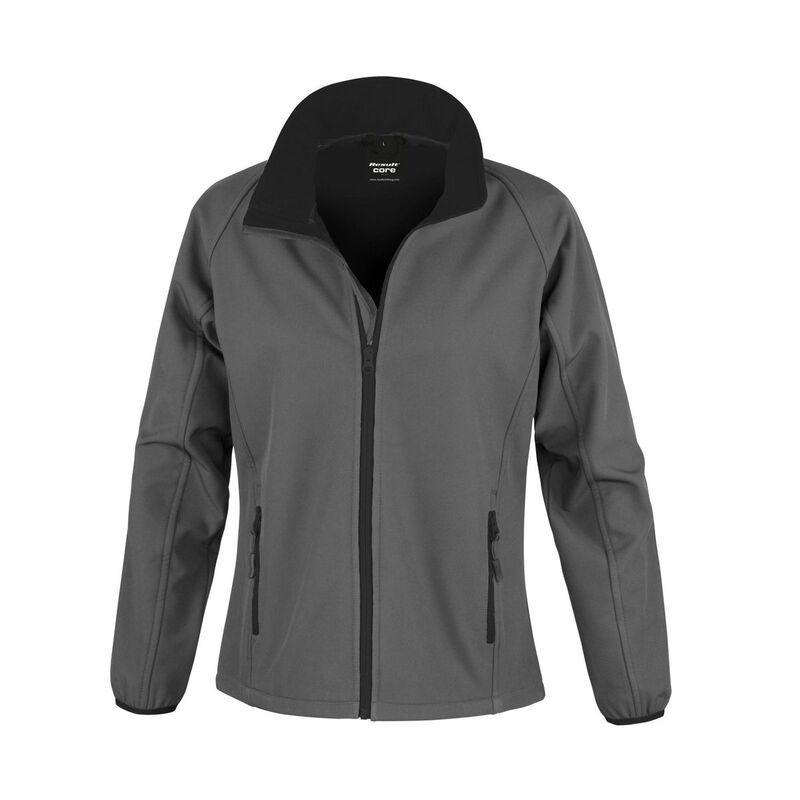 リザルト レディース アウター ジャケット・ブルゾン プリント Result Core WomensLadies Printable Soft Shell Jacket Charcoal And Bl