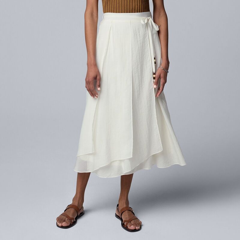 ヴェラウォン レディース ボトムスカート フリル ミディ Womensimply Vera Wang Ruffled Midi Skirt Whisper White ホワイト
