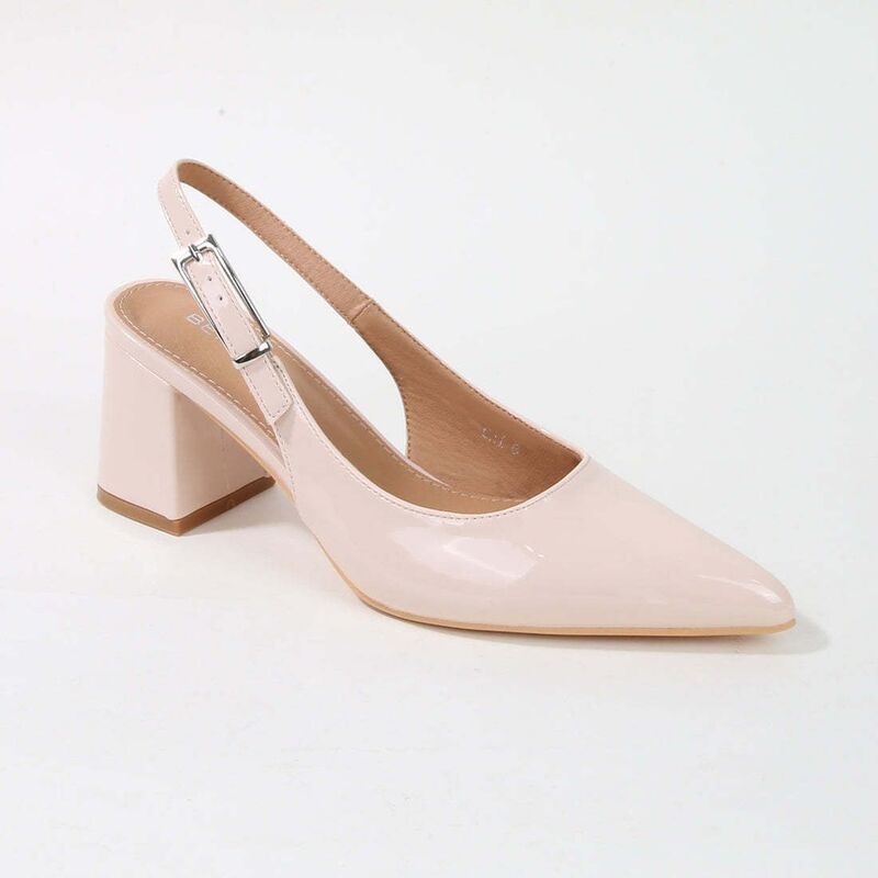 バーネス レディース シューズ パンプス ヒール Berness Cai Patent Block Heel Slingback Beige ベージュ