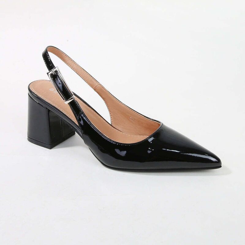 バーネス レディース シューズ パンプス ヒール Berness Cai Patent Block Heel Slingback Black ブラック