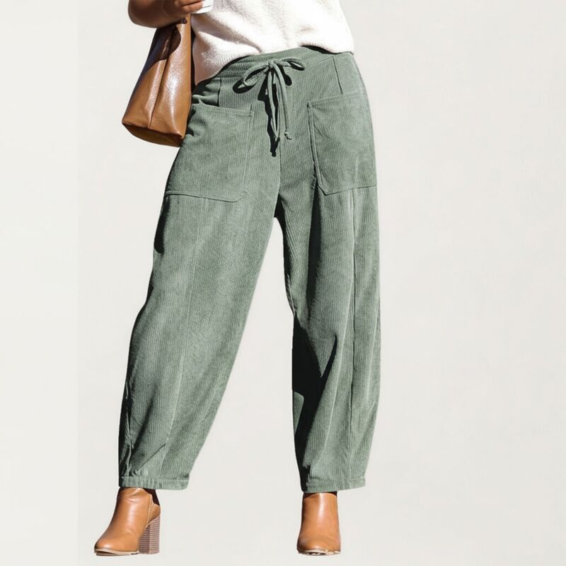 アンナカシ レディース ボトムス カジュアルパンツ リラックスフィット ハイウエスト AnnaKaci Womens Drawstring High Waist Relaxed Fit Pants w