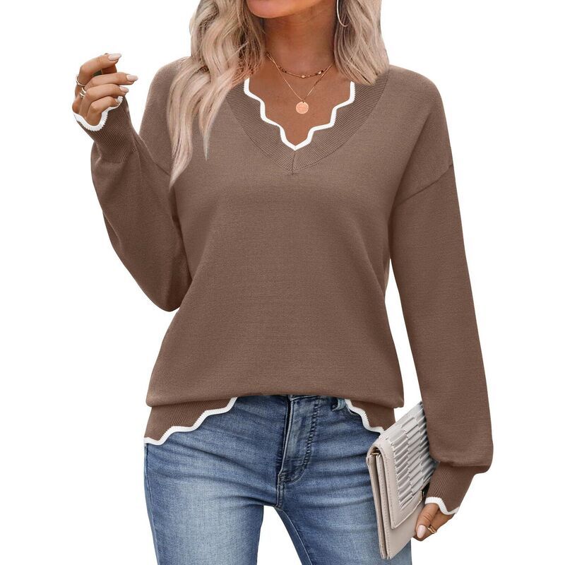 ジーグー レディース アウター ニット・セーター Vネック プリント Zeagoo Womens Fall Printed Pullover Sweaters Long Sleeve V Neck C