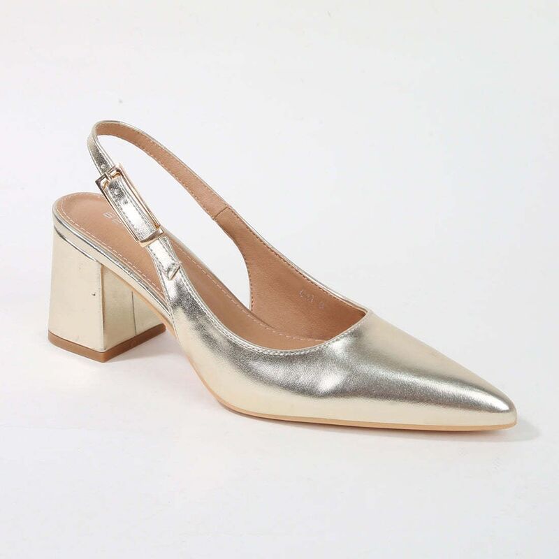 バーネス レディース シューズ パンプス ヒール Berness Cai Patent Block Heel Slingback Gold ゴールド