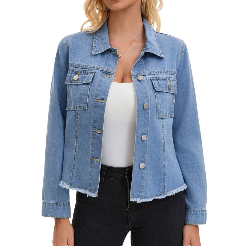インスパイア シック レディース アウター ジャケット・ブルゾン ボタンダウン シャツ ダウン デニム INSPIRE CHIC Womens Denim Shirt Jacket Long Slee