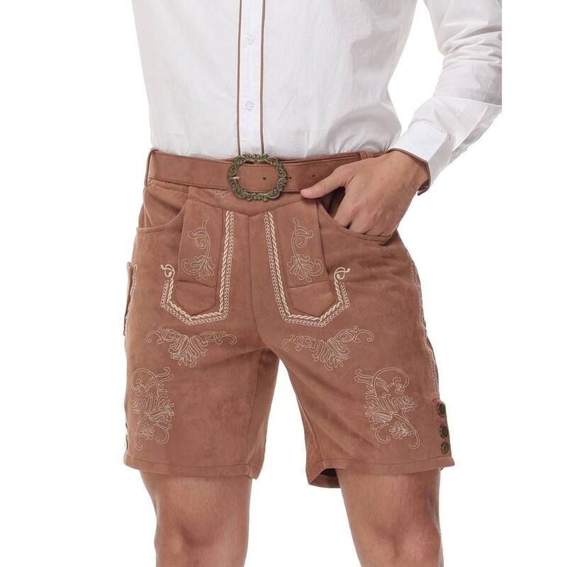 エリートチョイス レディース ボトムス ハーフパンツ・ショーツ ショートパンツ スエード Elitechoice Mens Faux Suede Lederhosen Shorts with Belt