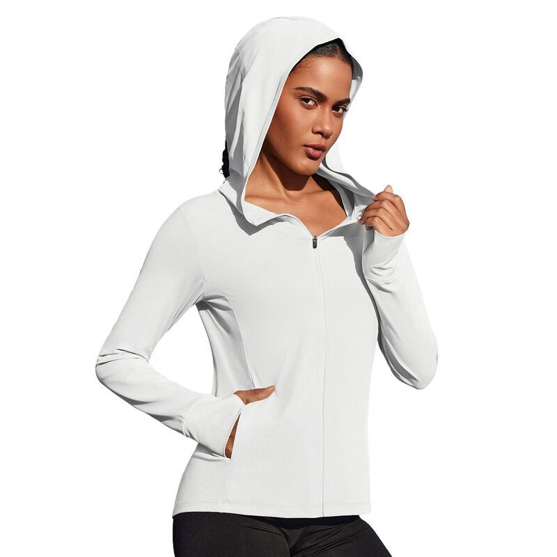 ピンスパーク レディース アウター ジャケット・ブルゾン スリムフィット Pinspark Womens Hooded Running Jacket Sun Protection Full Zip S