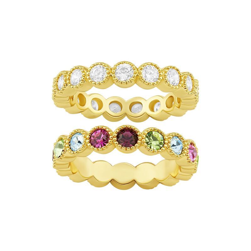 ブリリアンス レディース アクセサリー リング Brilliance GoldTone MultiGemstoneternity Ring Duo Set Gold Tone ゴールド