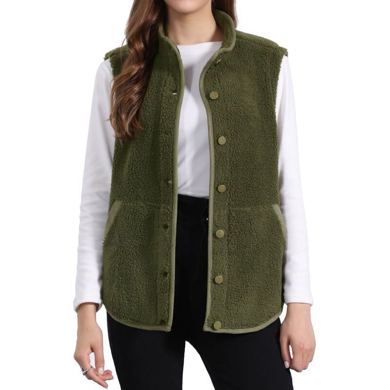 アレグラ ケー レディース アウター ジャケット・ブルゾン プラスサイズ ベスト ノースリーブ フリース ALLEGRA K Womens Fleece Vest Soft Plush Outerwe