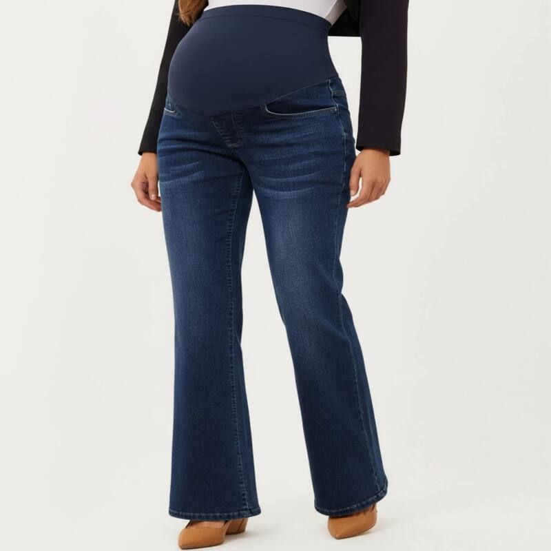 アンナカシ レディース ボトムス デニムパンツ マタニティ ジーンズ AnnaKaci Womens Maternity Flare Jeans with Full Over Belly Panel