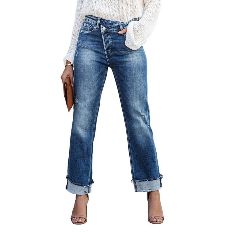ボディサイズ レディース ボトムス デニムパンツ ワイドレッグ クロップド ジーンズ BODDYSIZE Women Wide Leg Jeans Trendy Cropped High Waiste