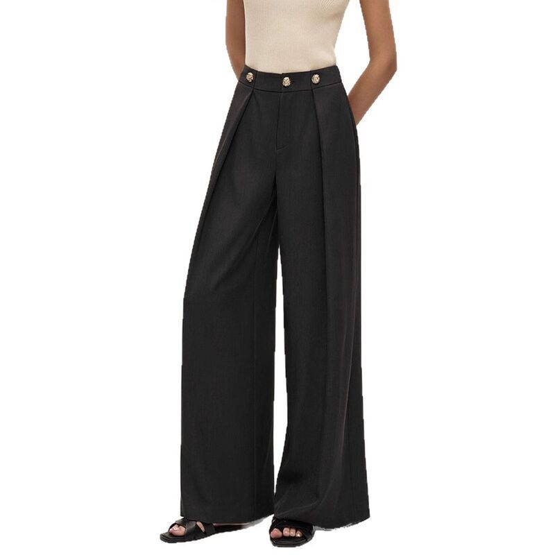 エリートスピリット レディース ボトムス カジュアルパンツ プリーツ ハイウエスト EliteSpirit Womens HighWaisted WideLeg Pleated Pants with