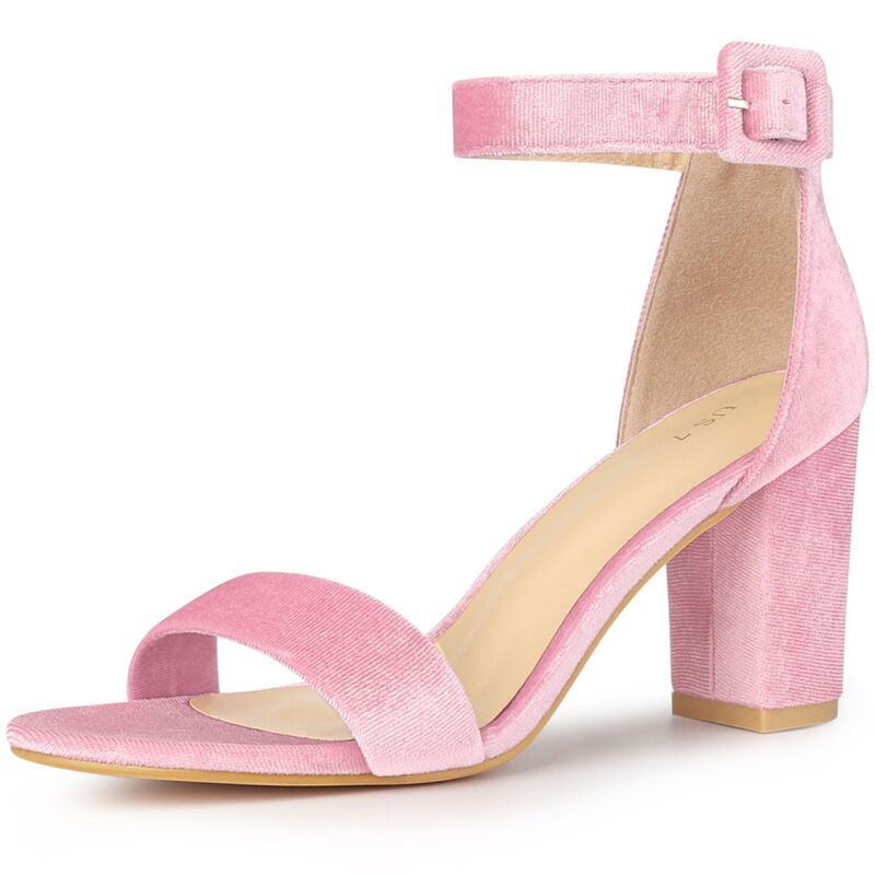 ブリスフルステップ レディース シューズ パンプス サンダル ベルベット アンクル ヒール BLISSFUL STEP Velvet Ankle Strap Chunky Heel Sandals f