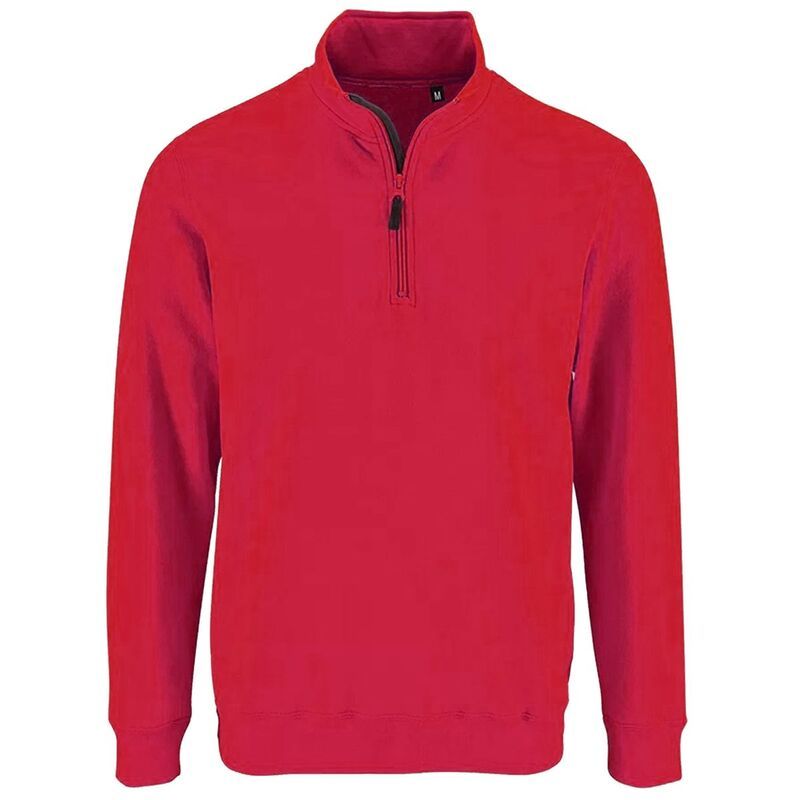 ソルズ レディース アウター ニット・セーター スウェット シャツ コントラスト SOLS Menstan Contrast Zip Neck Sweatshirt Red レッド