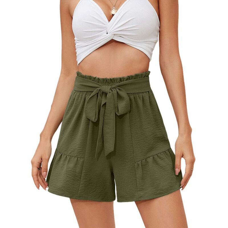 ジョイジョイ レディース ボトムス ハーフパンツ・ショーツ フリル裾 フリル ショートパンツ JoyJoy Womens Ruffle Hem Paperbag Waist Shorts Tie Fr