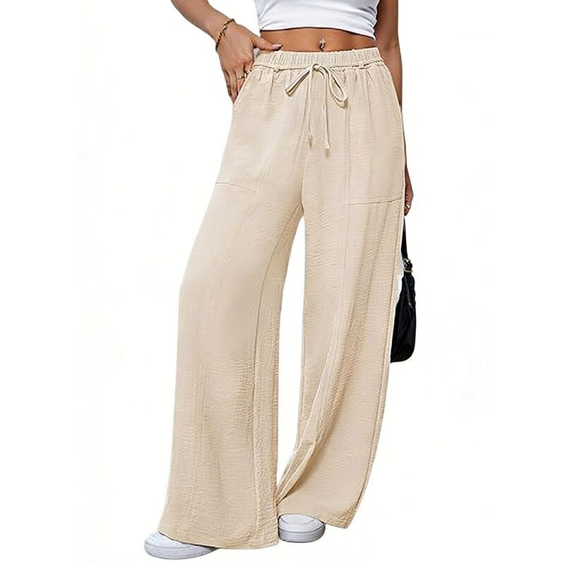 クリアフラワー レディース ボトムス カジュアルパンツ ワイドレッグ ストレート ClearFlower Womens Drawstring Elastic Waist Wide Leg Pants