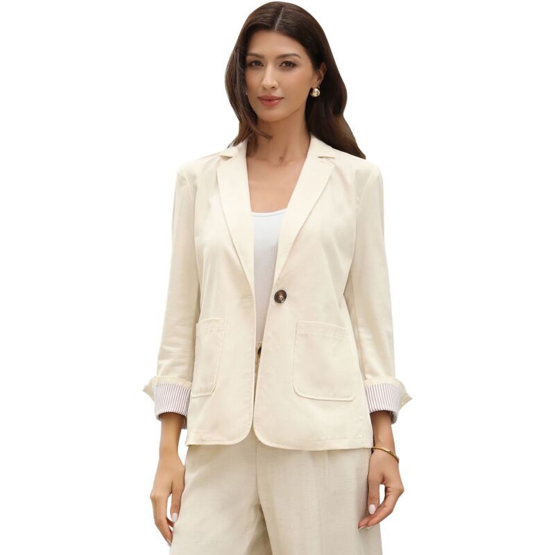 インスパイア シック レディース アウター ジャケット・ブルゾン コットン ブレザー リネン INSPIRE CHICotton Linen Blazers for Womens Business C