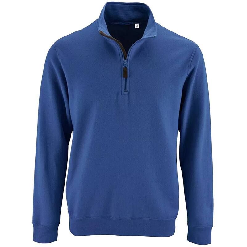 ソルズ レディース アウター ニット・セーター スウェット シャツ コントラスト SOLS Menstan Contrast Zip Neck Sweatshirt Royal Blue ブルー