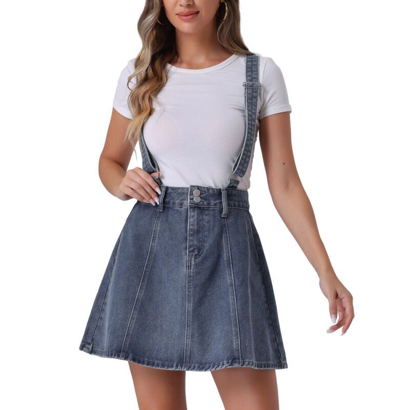 アレグラ ケー レディース ボトムスカート A ライン ミニ コットン ALLEGRA K Womens Washed Cotton Button Front a Line Casual Mini S