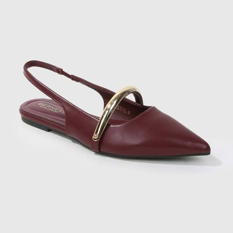 バーネス レディース シューズ サンダル BERNESS Reina Slingback Flats with GoldTone Bar Detail Wine ワイン 14,045円