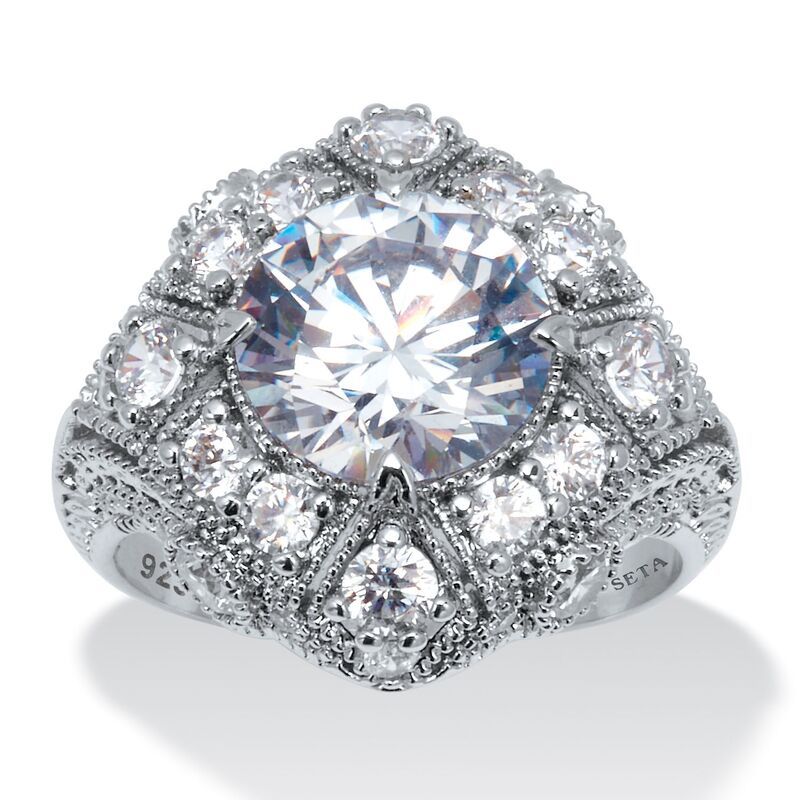 パームビーチジュエリー レディース アクセサリー リング PalmBeach Jewelry 550 TCW Round Cubic Zirconia PlatinumPlated Sterling