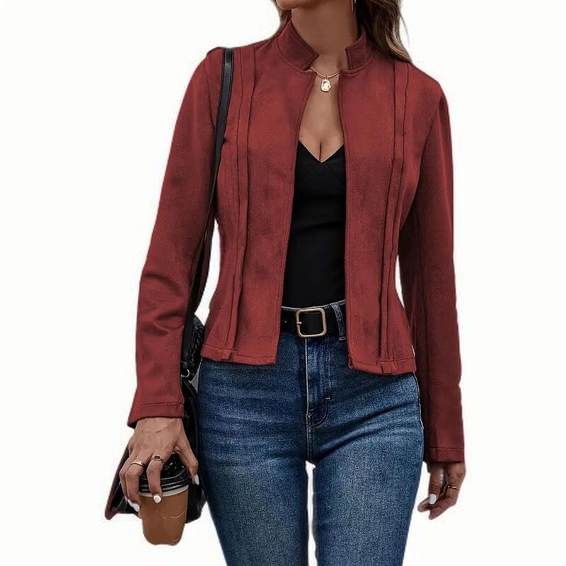 エリートスピリット レディース アウター ジャケット・ブルゾン スエード コート クロップド EliteSpirit Womens Cropped Faux Suede Jacket Stand Co 13,244円