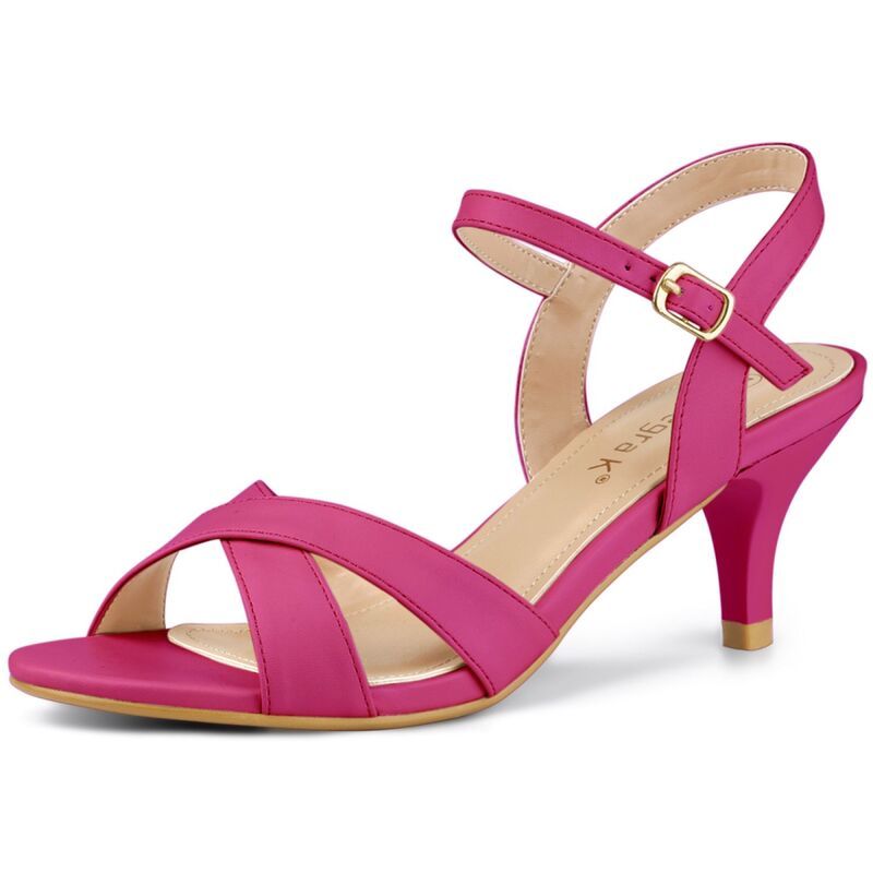 アレグラ ケー レディース シューズ パンプス サンダル ヒール ALLEGRA K Womens Crosstraps Kitten Heel Sandals Hot Pink ピンク
