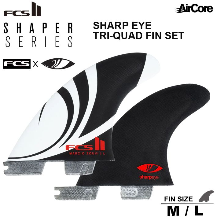 FCS2フィン 送料無料！ SHAPER SERIES SHARP EYE TRI-QUAD FIN SET M/Lサイズ トライクワッドフィンセット FCS2 5本セット