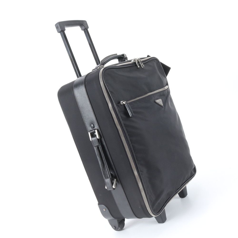 美品 プラダ テスート ナイロン トライアングルロゴ レザー スーツケース キャリーケース バッグ 出張 旅行 メンズ RIR EE15-1【中古】