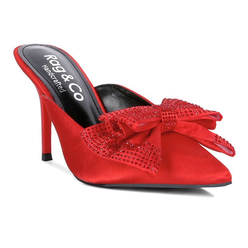 ラグアンドコー レディース シューズ パンプス ヒール Rag Co Elisda Womens Bow Heeled Mules Red レッド