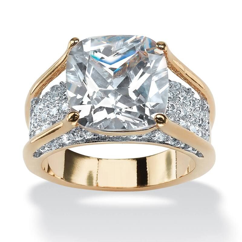 パームビーチジュエリー レディース アクセサリー リング PalmBeach Jewelry 488 TCW PrincessCut Cubic Zirconia 18k GoldPlated Eng